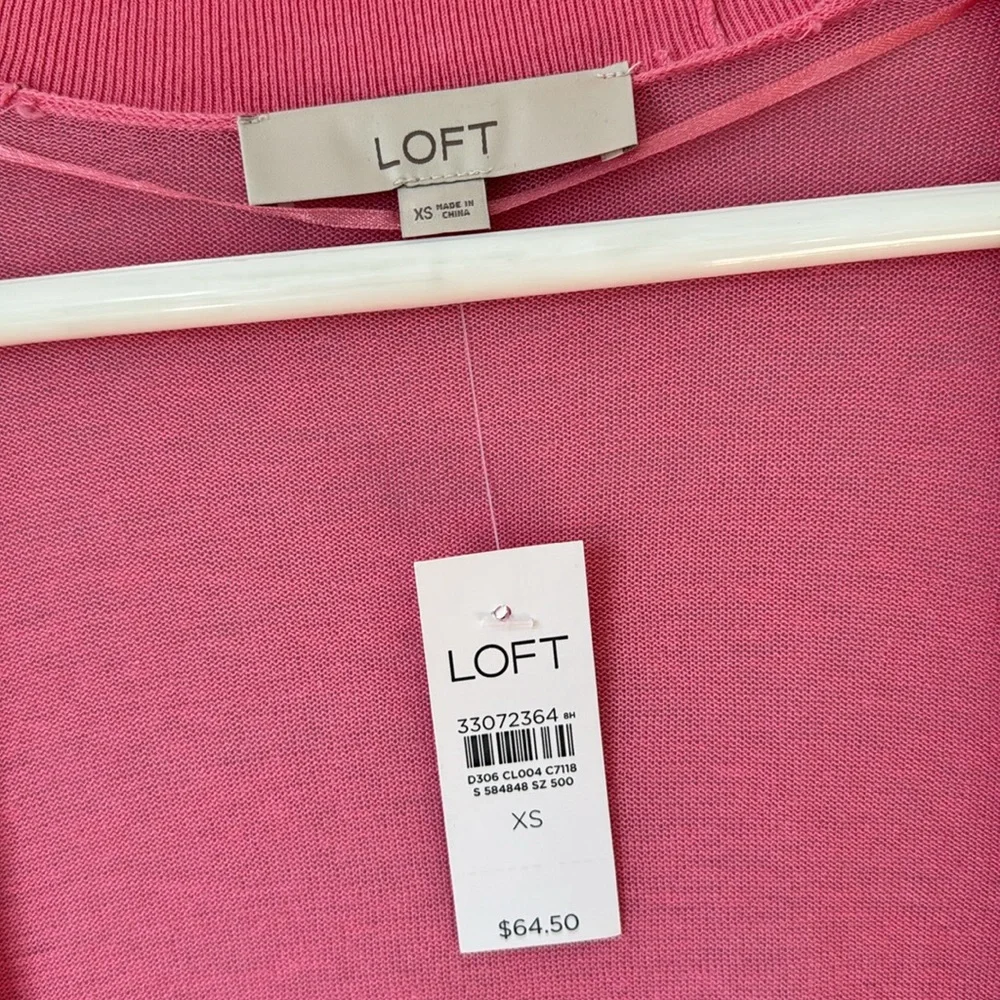 🆕 LOFT - Lightweight Open Cardigan - Pink - women’s size XS - Picture 2 of 5